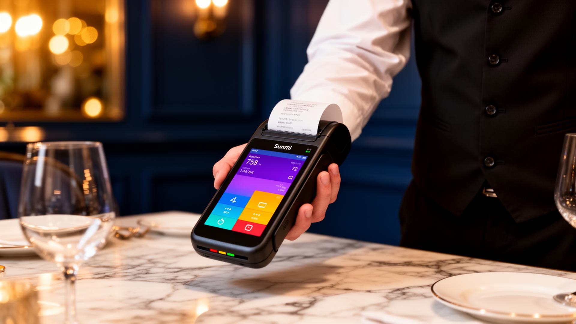 EDC payment terminal in fine-dining setting
